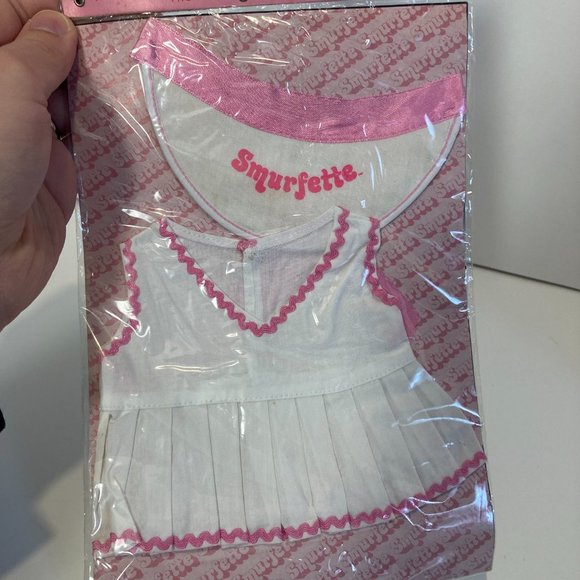 Vintage 1983 Smurfette Wardrobe Tennis Outfit Plush Doll New Pink White - Picture 7 of 8